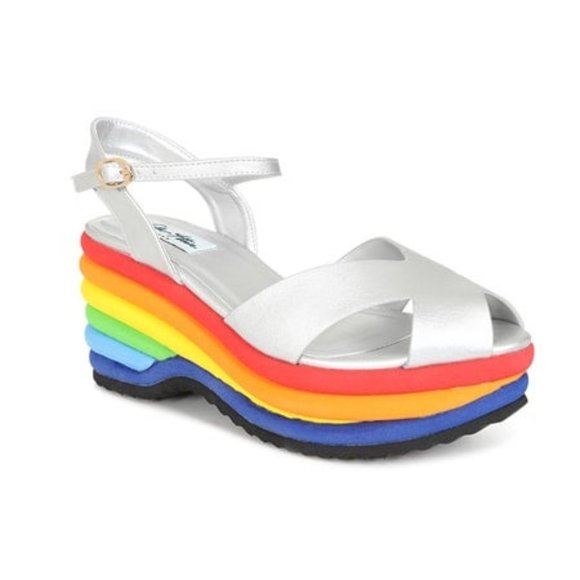 Collectif Shoes - Sole Rainbow Wedge Heel by Lulu Hun